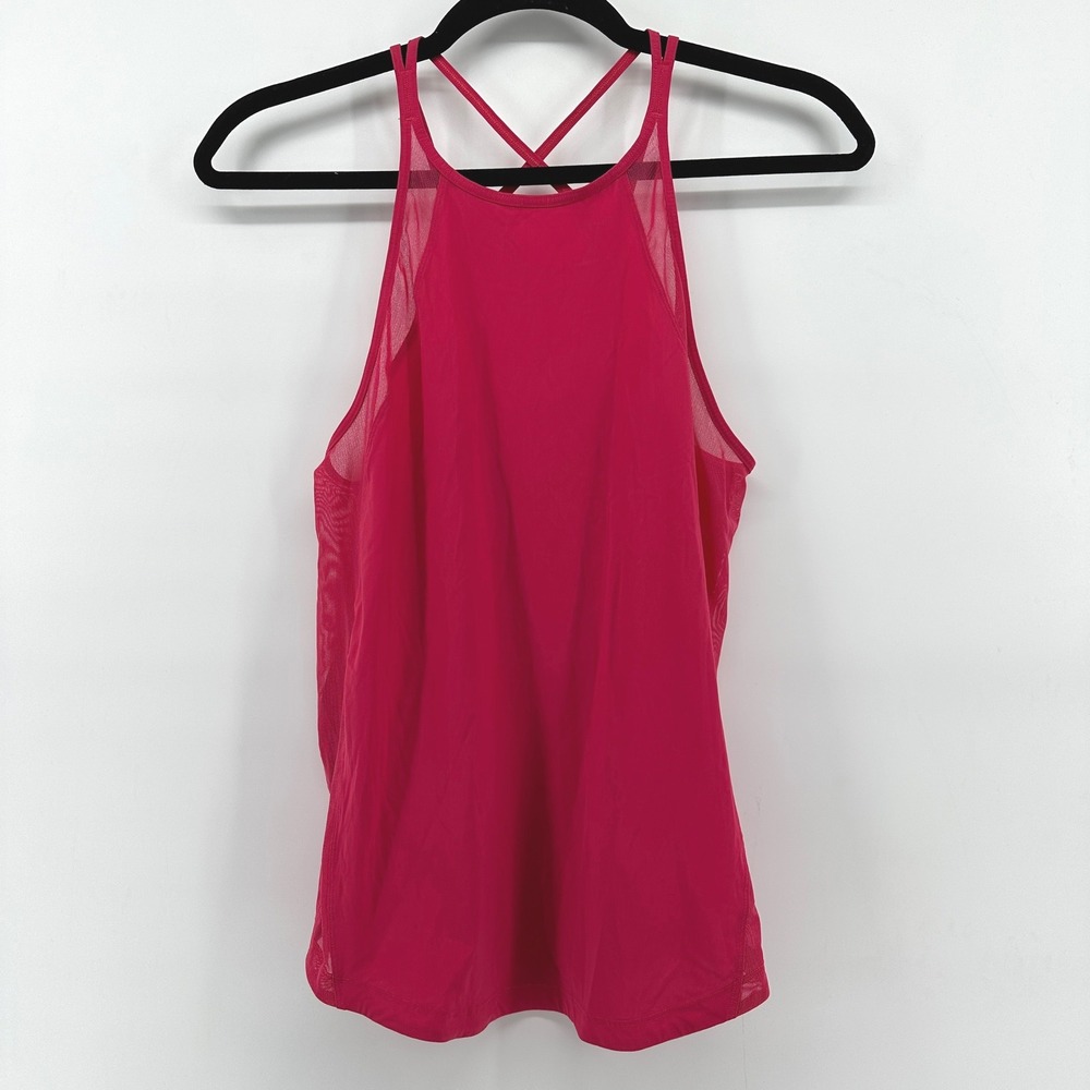 Lululemon Wild Tank Pink Mesh Strappy Back High Neck Activewear Top Size 6